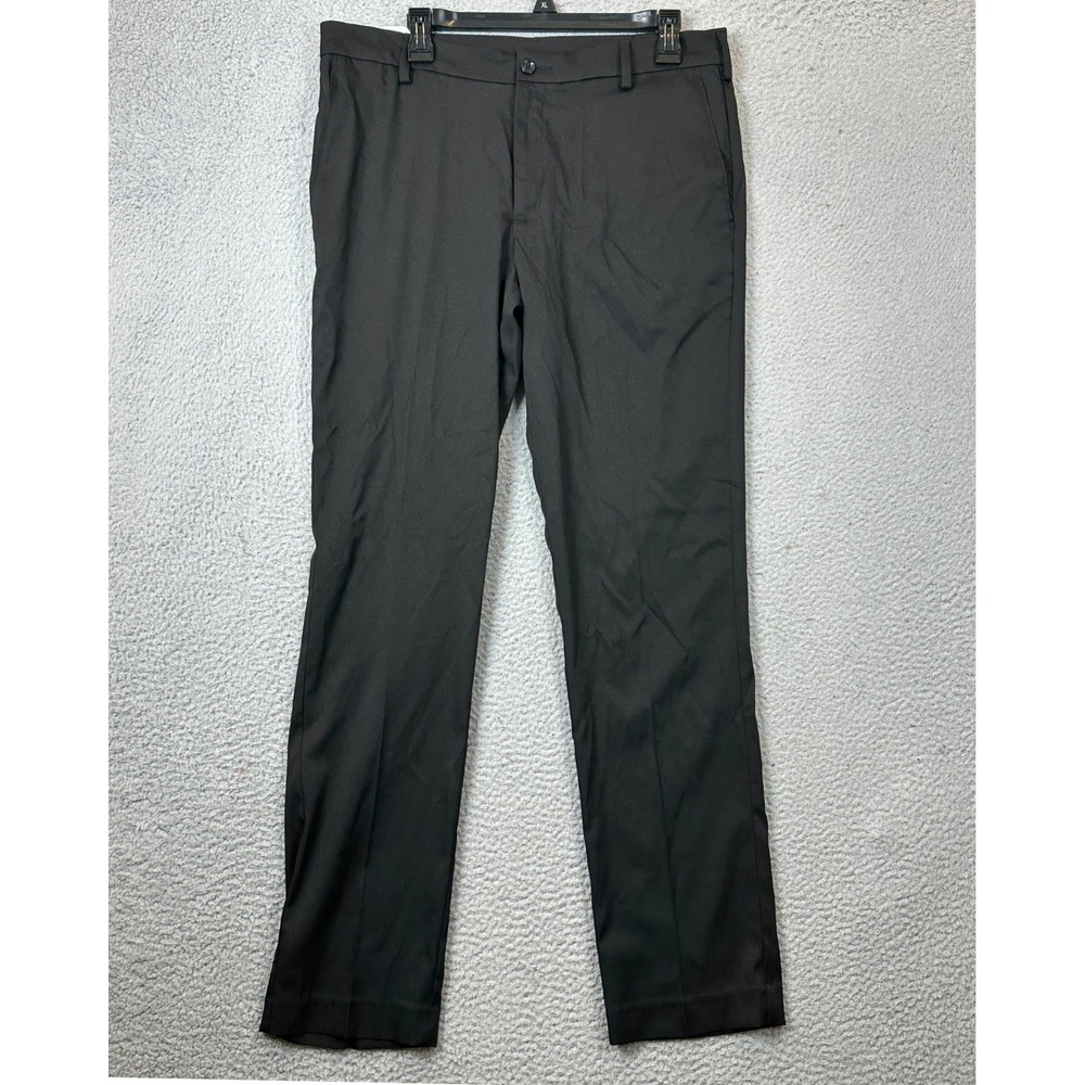 NEW Savane Pants Mens 32X32 Slim Fit Black Dress Flat Front Premium Flex Waist